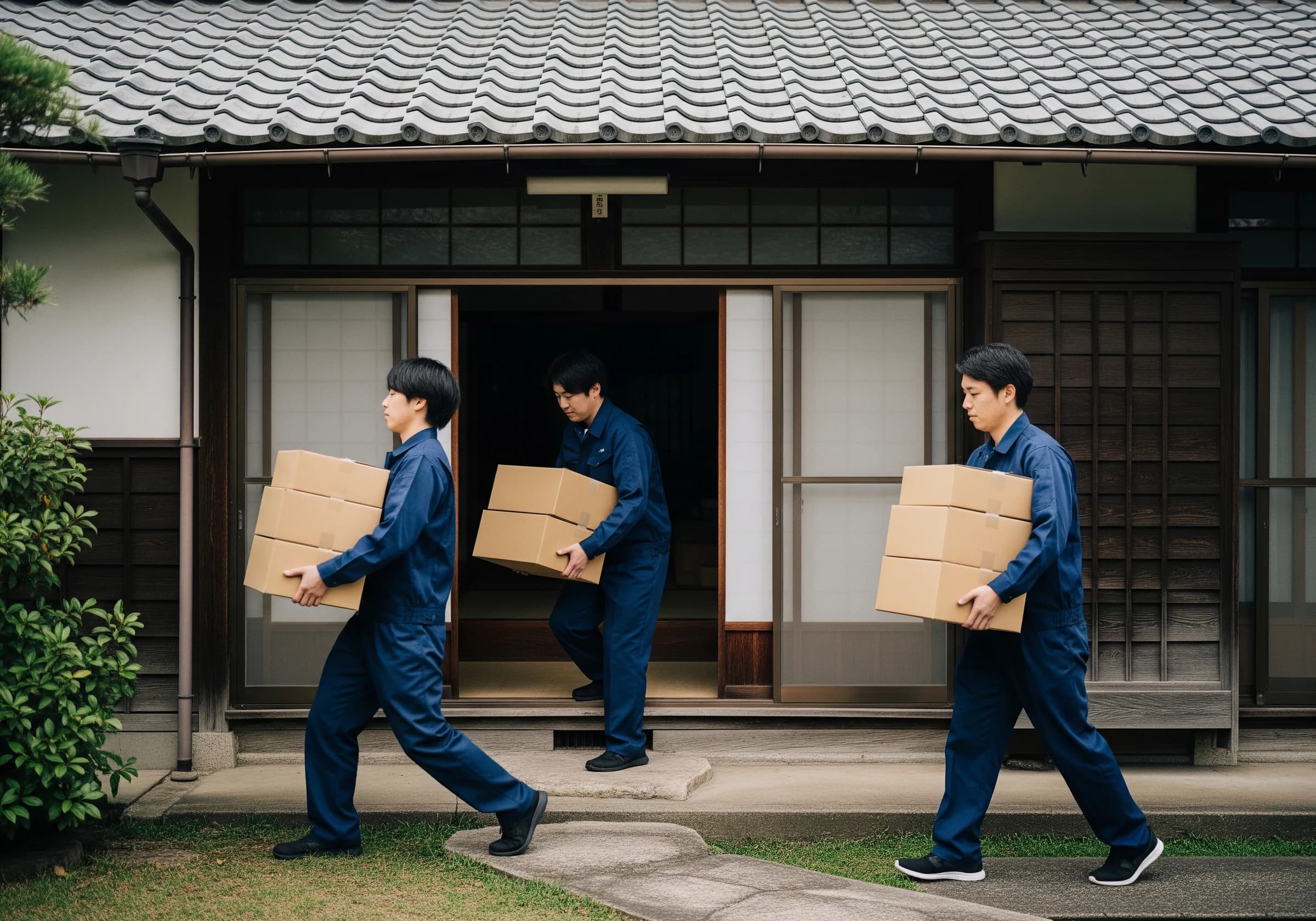 片付けや作業を進めるスタッフ